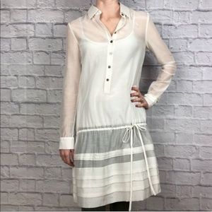 🍃DVF Sheer Ivory Button Down Tunic Blouse